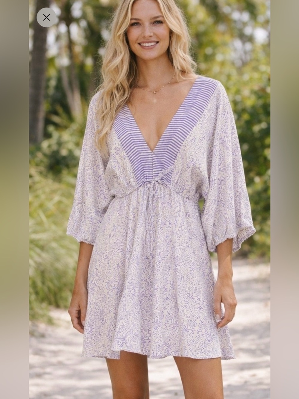 Madison Matthew’s Lavender White Dress Coquette Size Xs Puff Sleeve Feminine